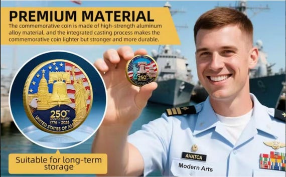 USA Anniversary Coin + Coin Holder + Gift Box