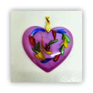 Heart pendant, heart necklace, resin heart pendant necklace, epoxy heart pendant