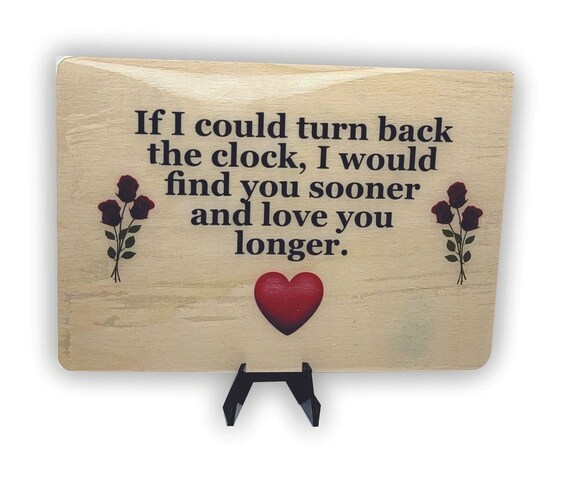 Find you sooner 5x7"with a stand and resin finish.