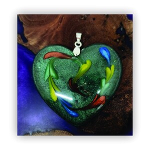 Heart pendant, heart necklace, resin heart pendant necklace, epoxy heart pendant