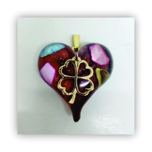Heart pendant, heart necklace, resin heart pendant necklace, epoxy heart pendant