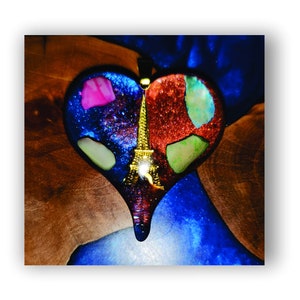 Heart pendant, heart necklace, resin heart pendant necklace, epoxy heart pendant