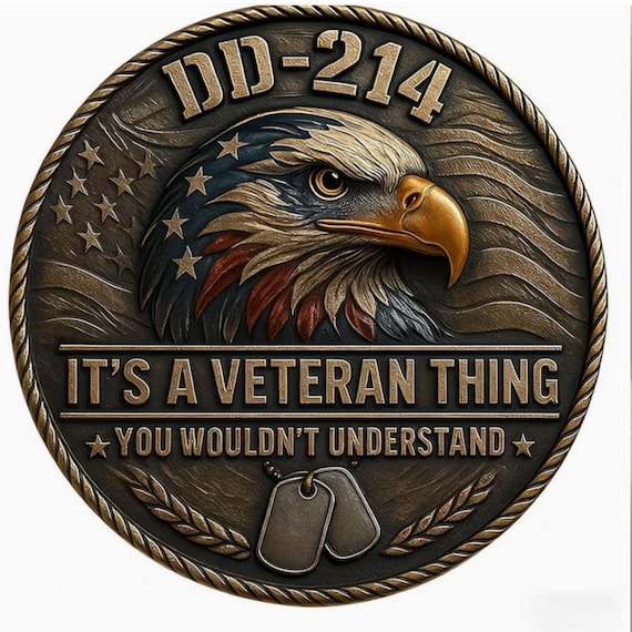 Rare Veteran "Thank you for your service" coin + Coin holder + plaque + stand + Gift box