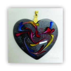 Heart pendant, heart necklace, resin heart pendant necklace, epoxy heart pendant