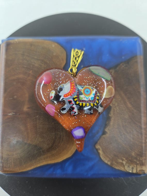 Resin Heart Pendant Necklace, Skull & Crossbones, 16" Leather Rope