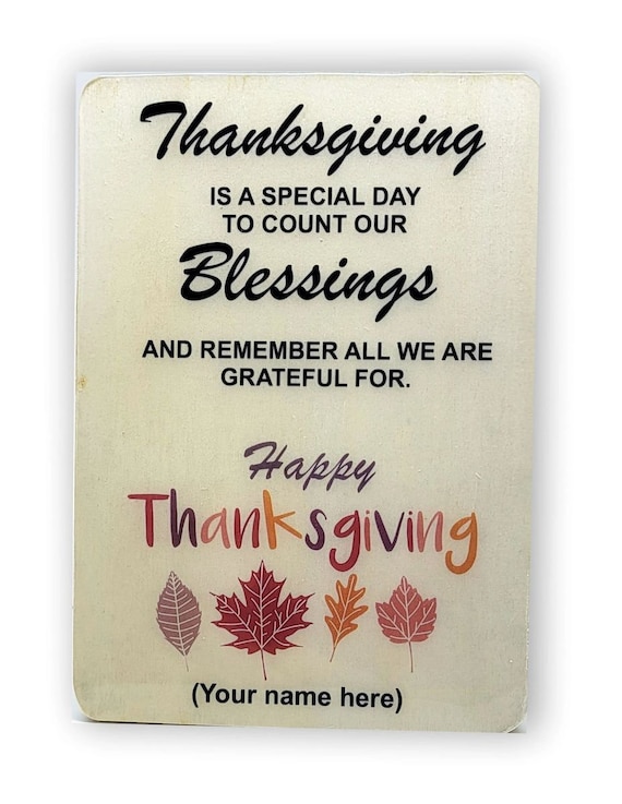 Thanksgiving plaque customized with name