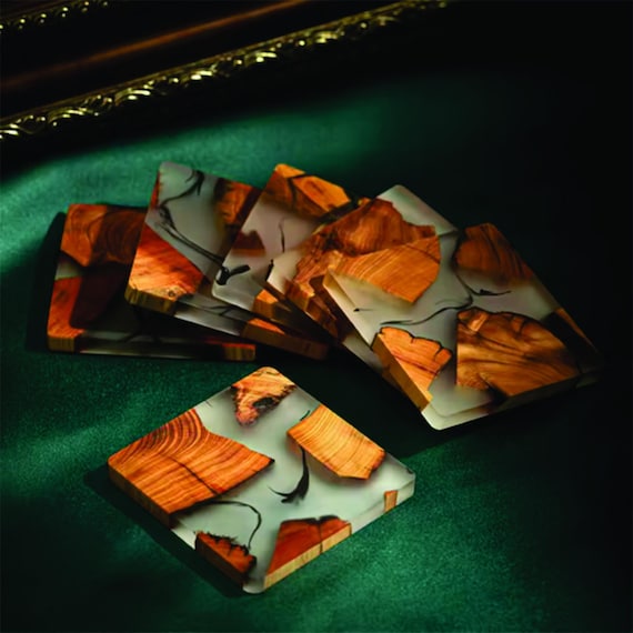 Wooden coasters epoxy resin, Elegant Stylish Coasters Gift, free shipping