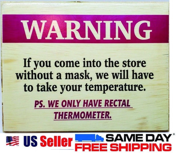 Face Mask Sign 7"x9" Laser print on wood plate with hanger