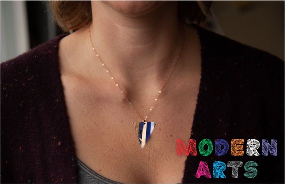 Recycled Copper and Turquoise Teardrop Pendant Made From Reclaimed Wood