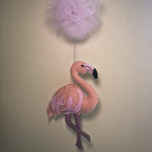Flamingo Wall Hanging Decor, Nursery Charm, Felt Flamingo ornament , flamingo decor in peach or hot pink