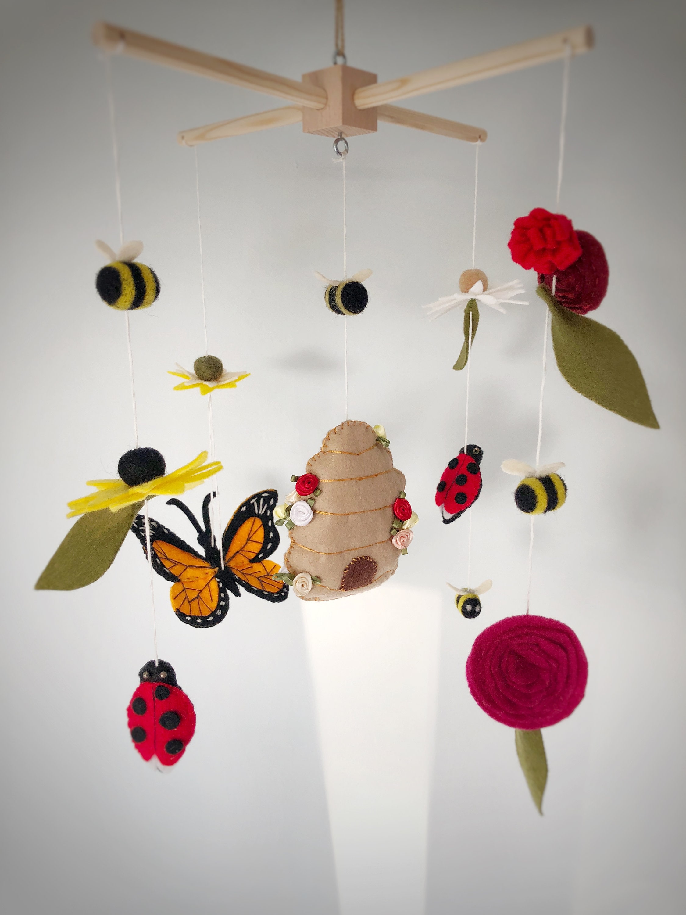 Baby Cot Mobile With Butterfly and Ladybirds Beehive and Bees Etsy
