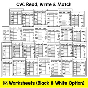 Kindergarten CVC Worksheet - Read, Write and Match - Etsy