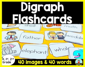 Digraph Flashcards: Words & Pictures for Kindergarten (PDF)