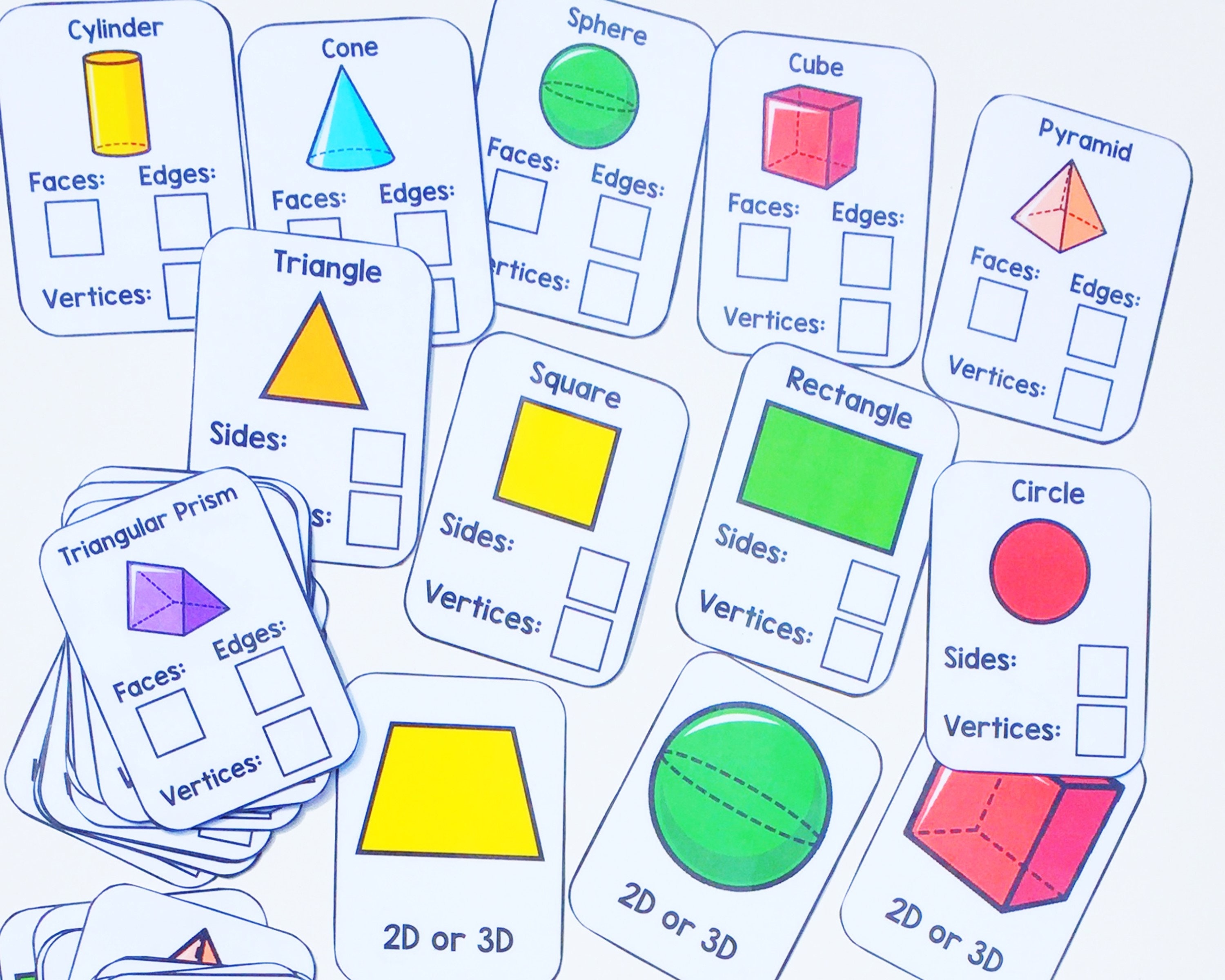 2D and 3D Shapes Task Cards - Etsy