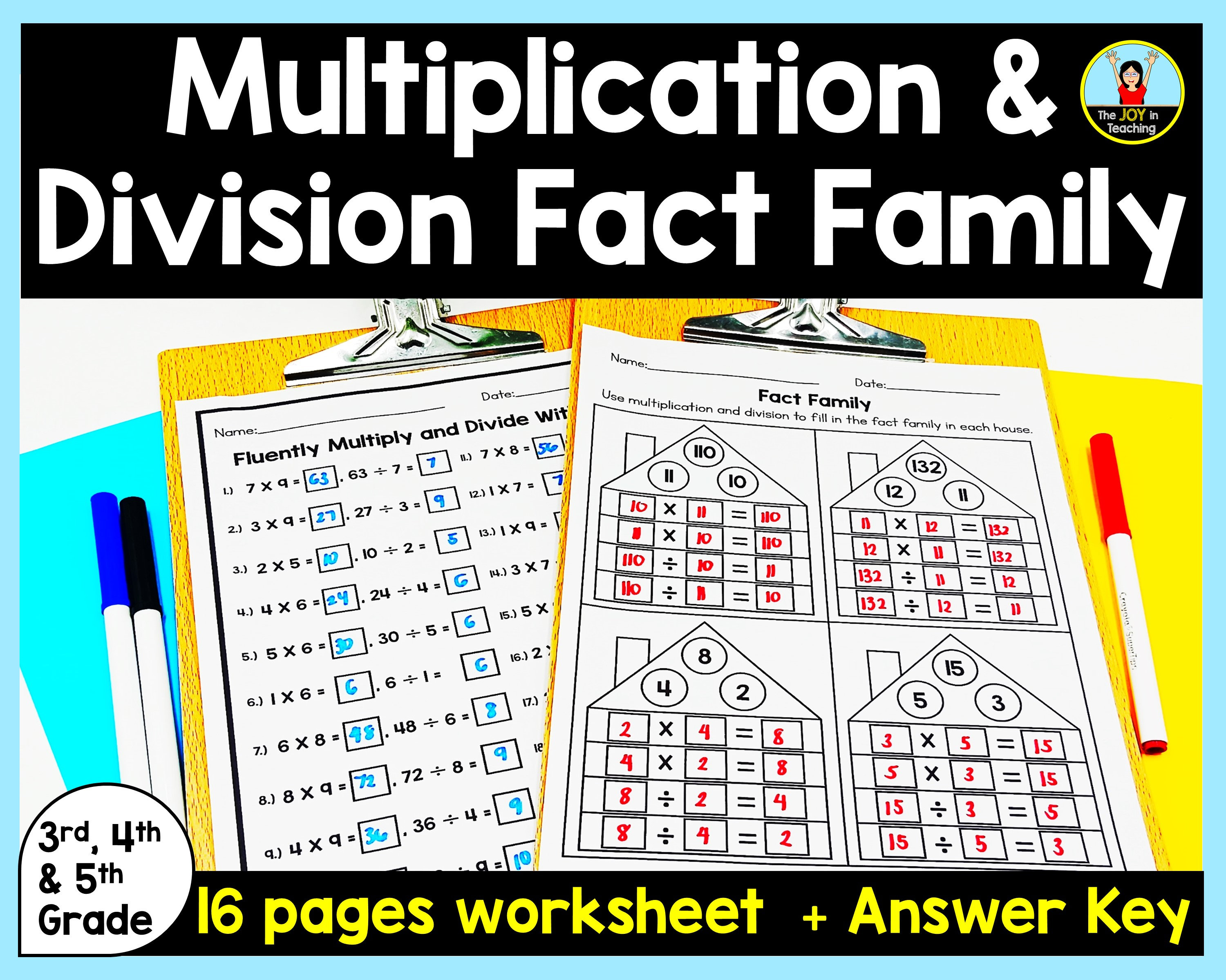 Fact Families Multiplication And Division Worksheet Multiplication
