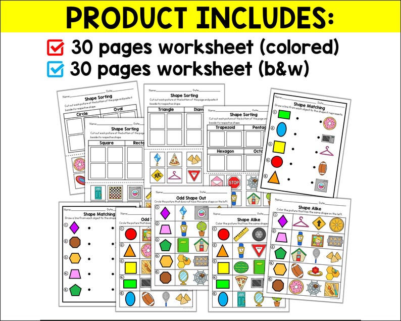 2D Shapes Real Life Objects Worksheet - Etsy