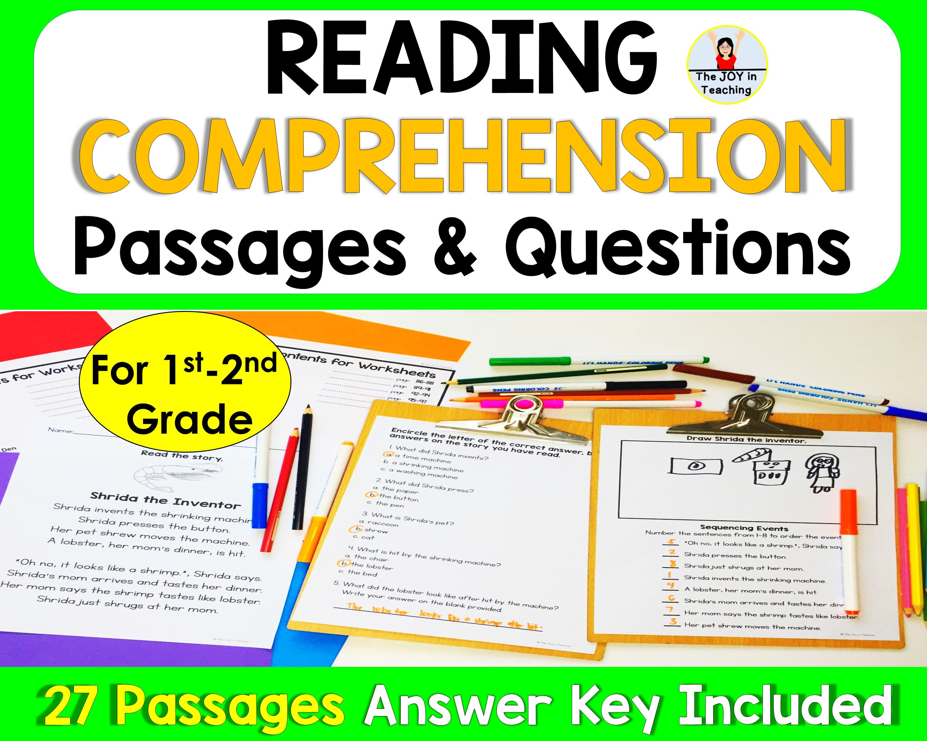 first grade reading comprehension passages etsy australia
