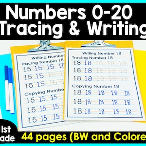Numbers 0-20 Tracing and Writing Worksheet