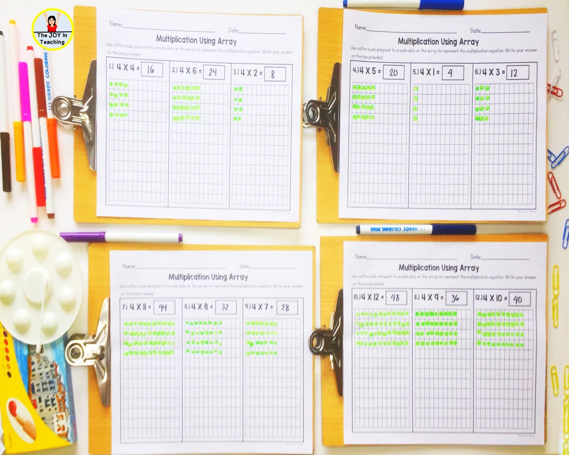 Multiplication Using Array Worksheet - Etsy