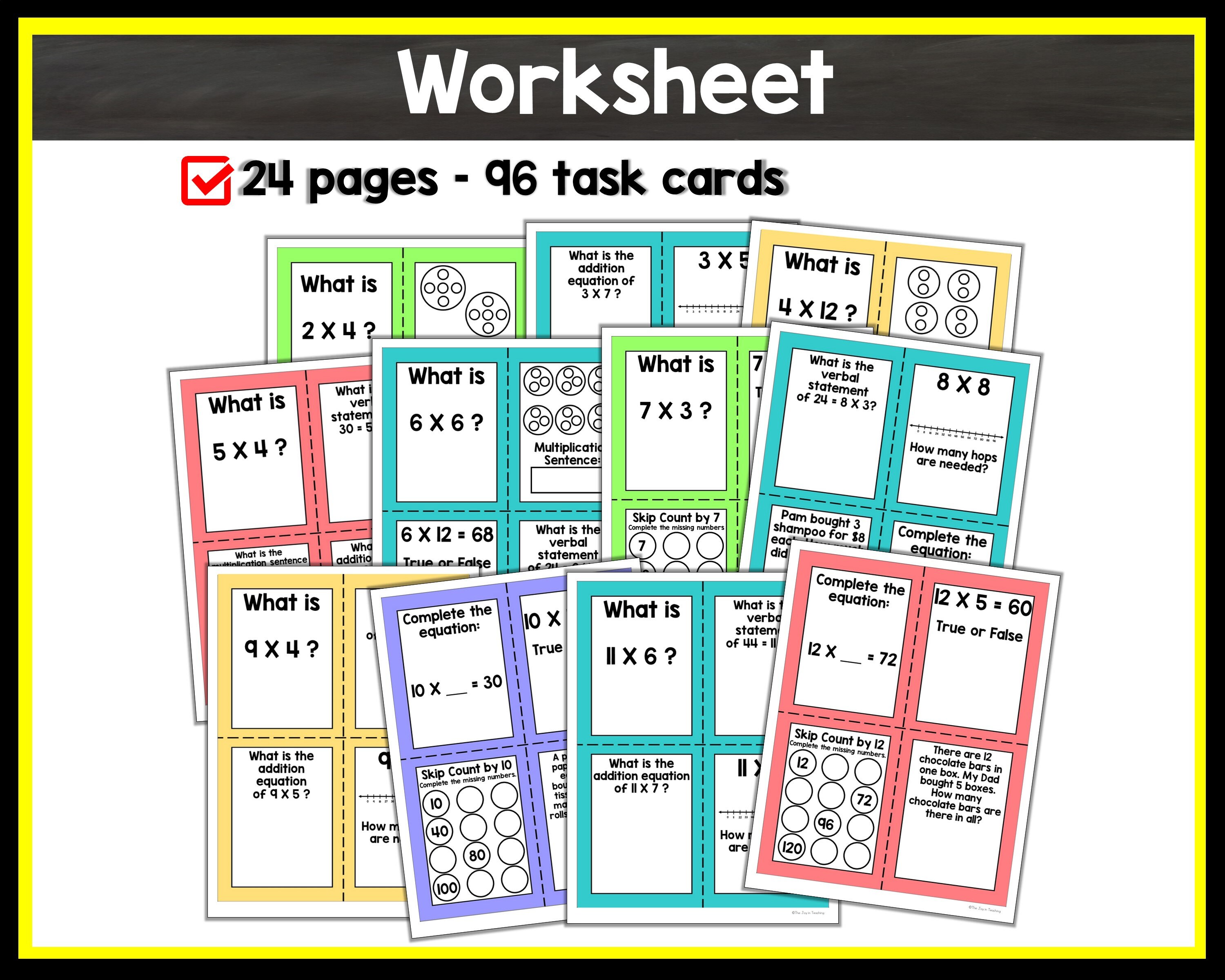 Multiplication 1-12 Task Cards - Etsy