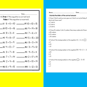 Addition Numbers 1-20 Worksheet | Etsy