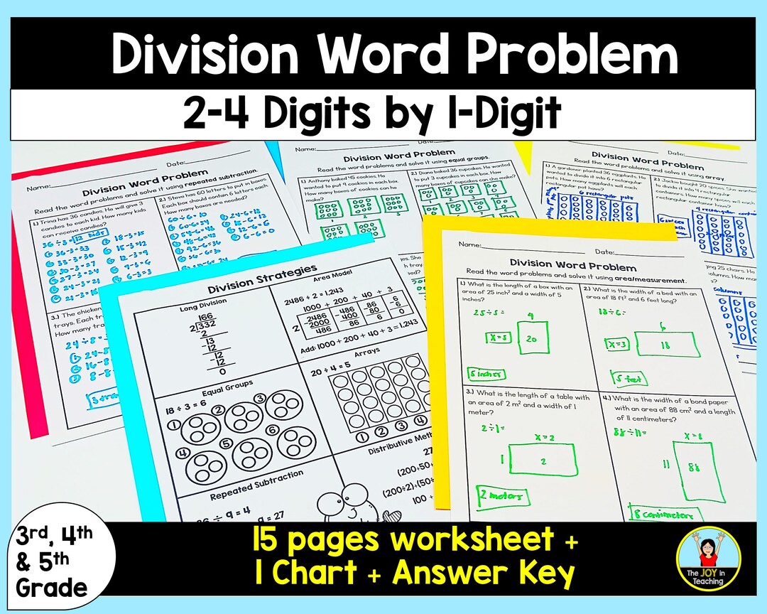 Division Word Problem Worksheet - Etsy