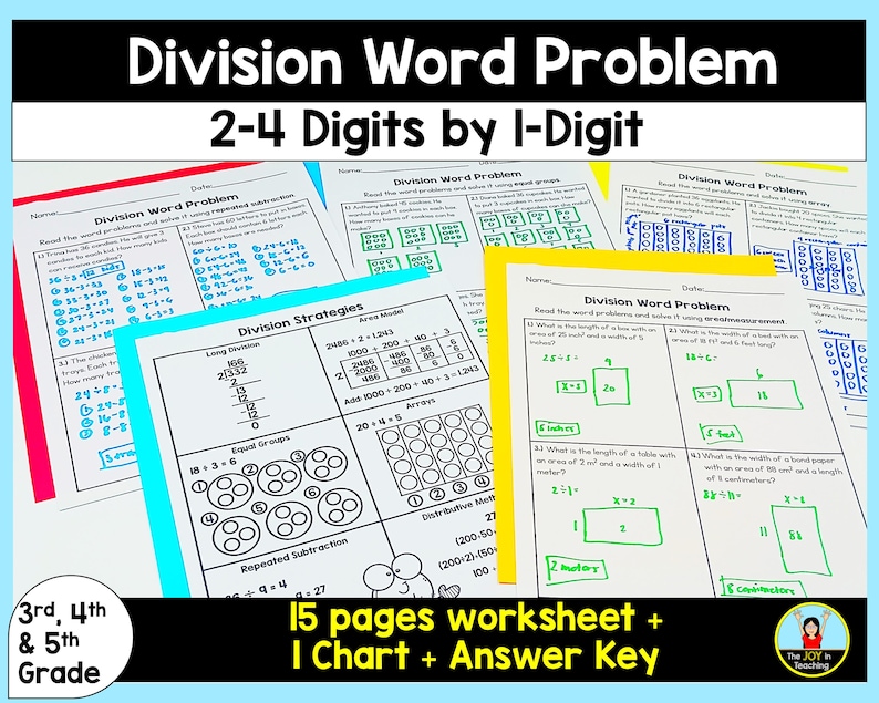 Division Word Problem Worksheet - Etsy