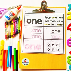 Number Words 1-10 Sight Words Worksheet-Sight Words Fluency | Etsy