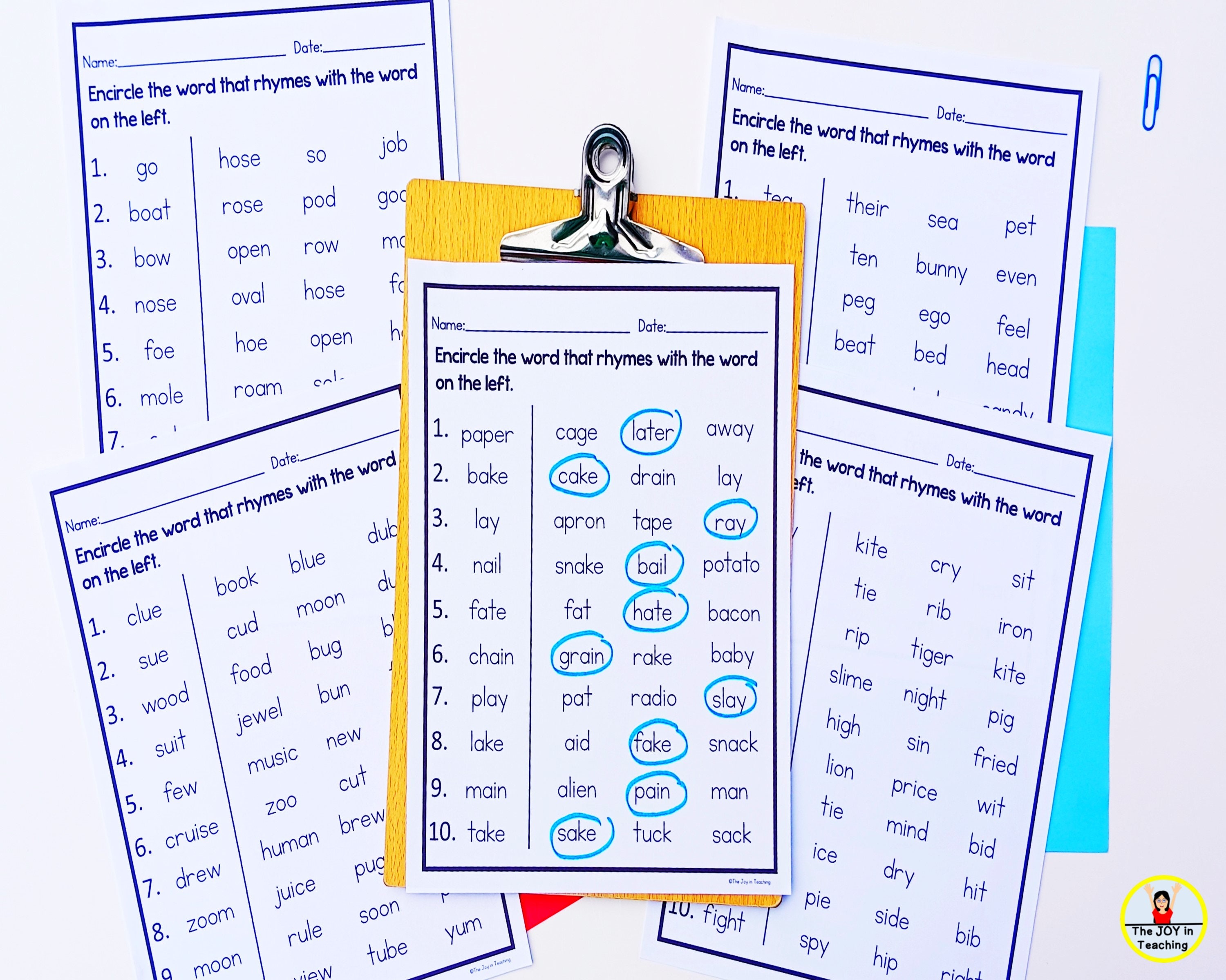 Long Vowel Rhyming Words Worksheet Etsy Hong Kong