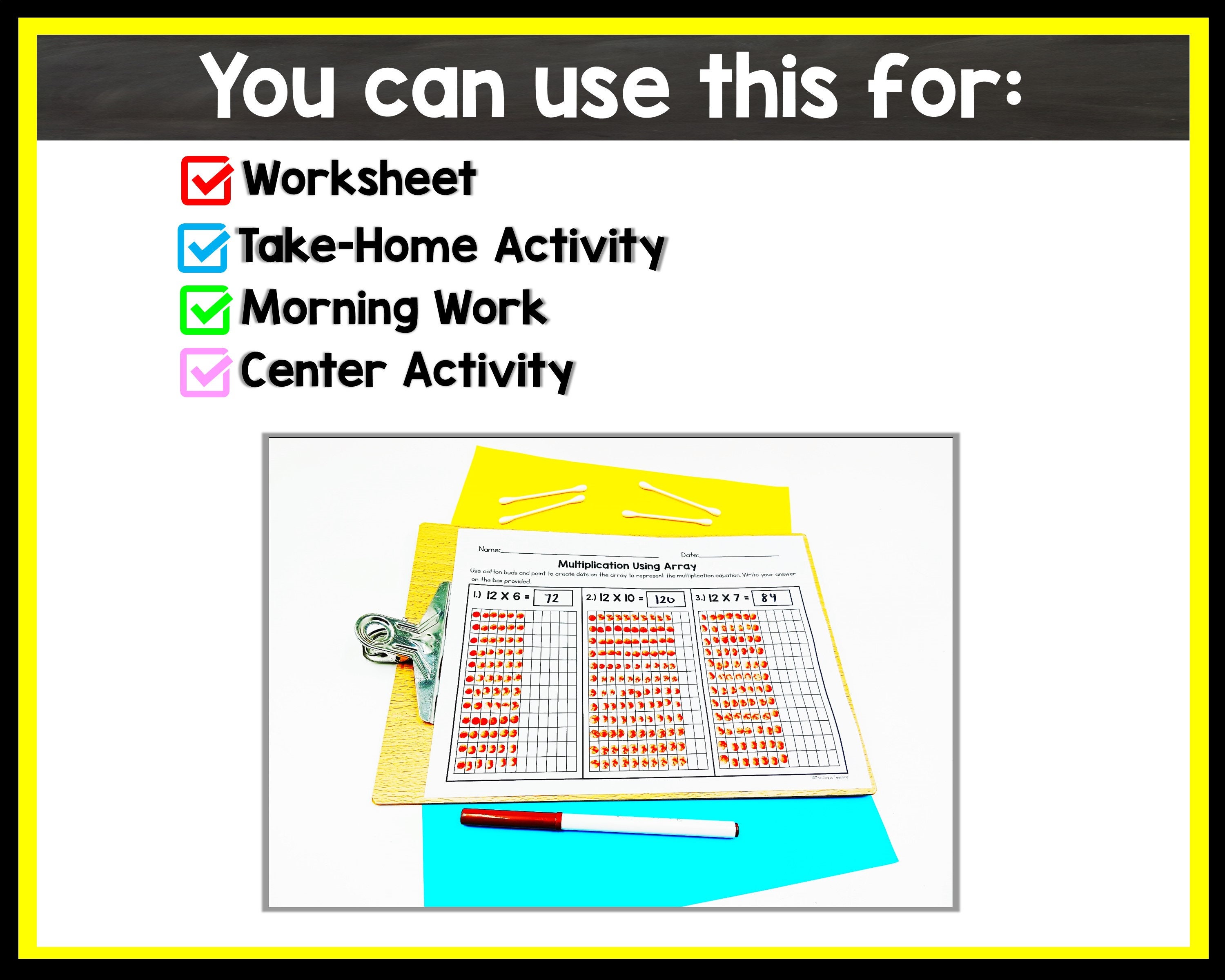 Multiplication Using Array Worksheet - Etsy