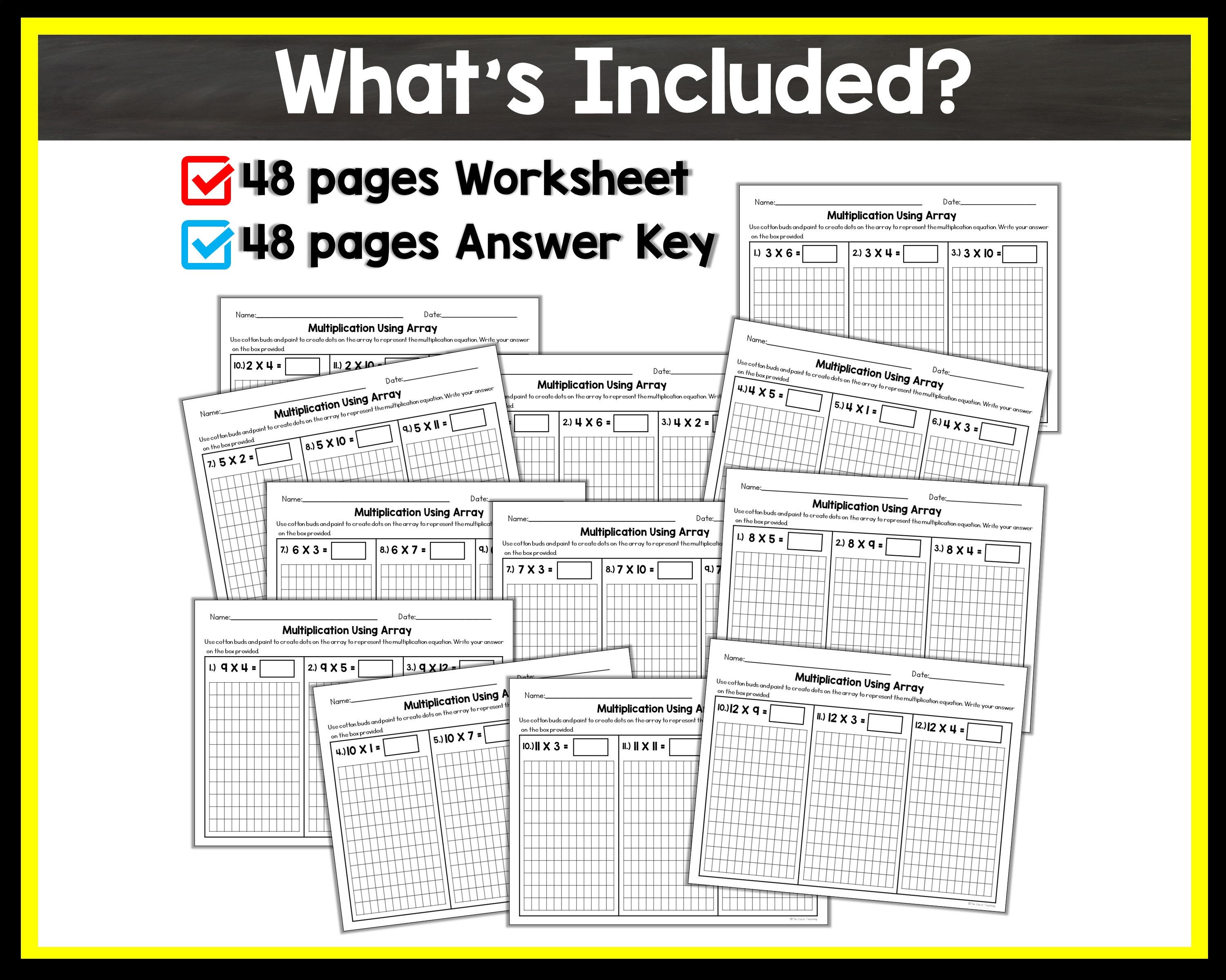 Multiplication Using Array Worksheet - Etsy