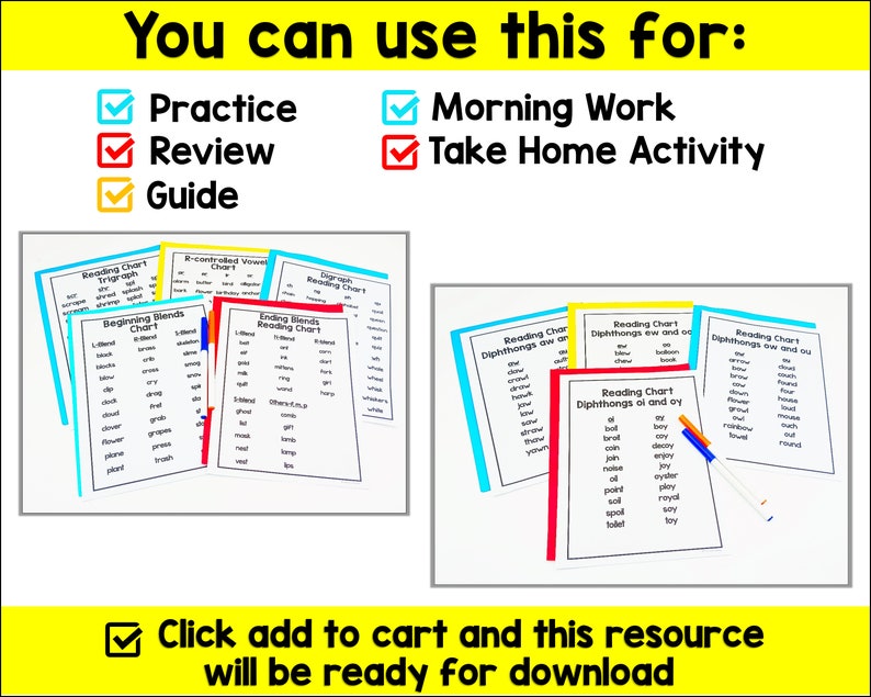 Phonics Reading Chart - Etsy