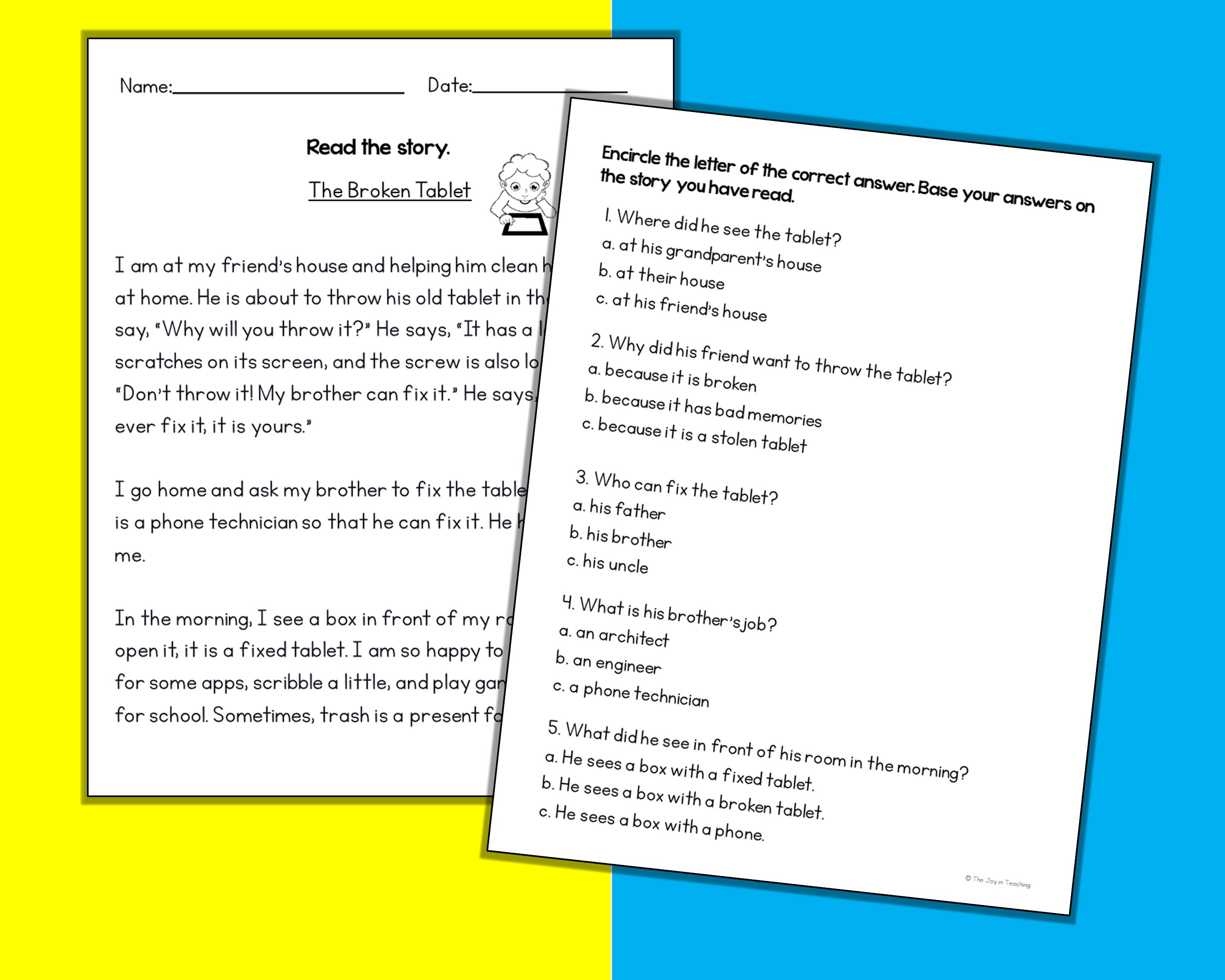 Reading Comprehension Passage for First Grade and Second Grade - Etsy