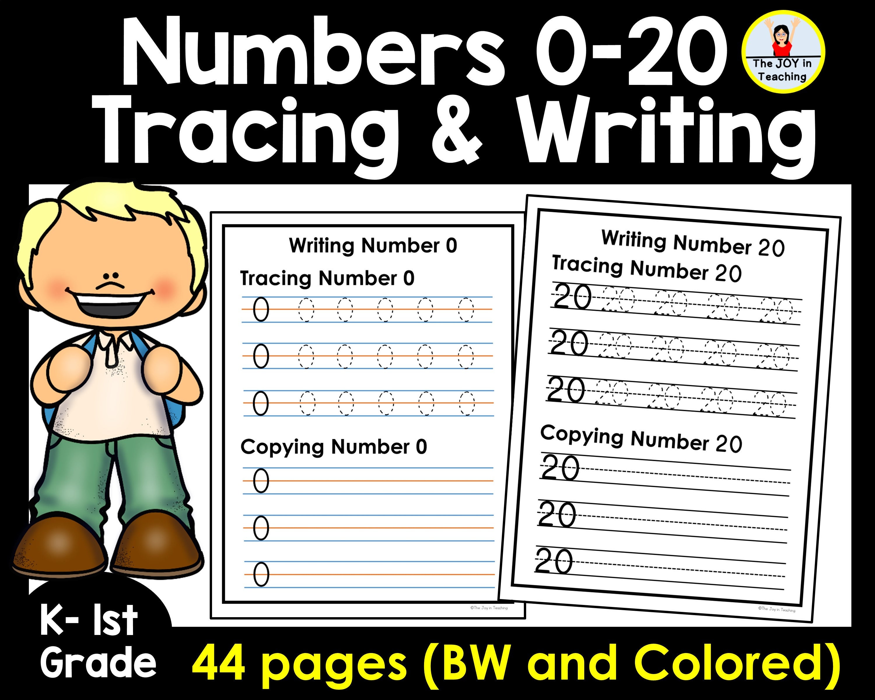 Numbers 0-20 Tracing and Writing Worksheet - Etsy
