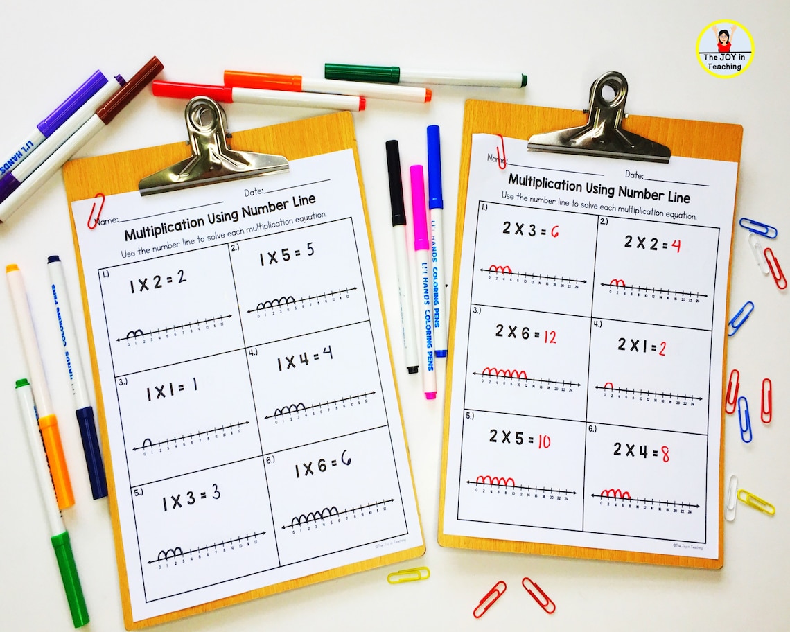 Multiplication Using Number Line Worksheet Etsy