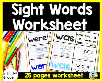 25 Sight Words Worksheet-Sight Words Fluency Printable
