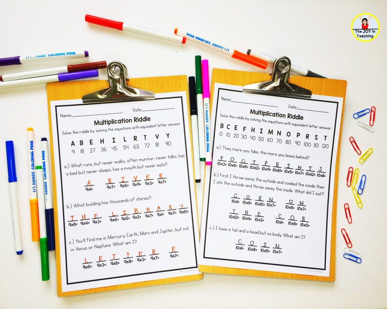 Multiplication Riddle Worksheets Free