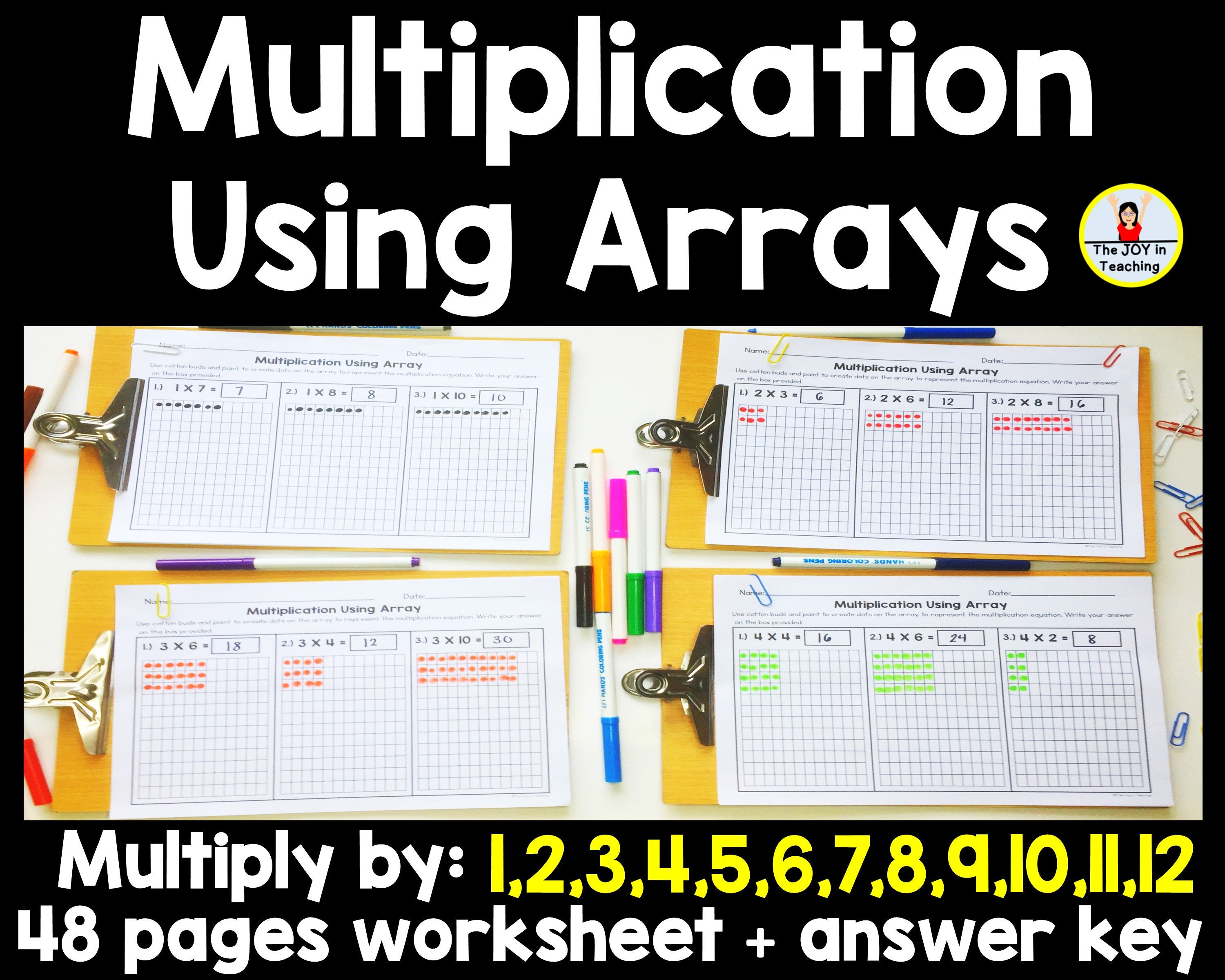 multiplication using array worksheet etsy