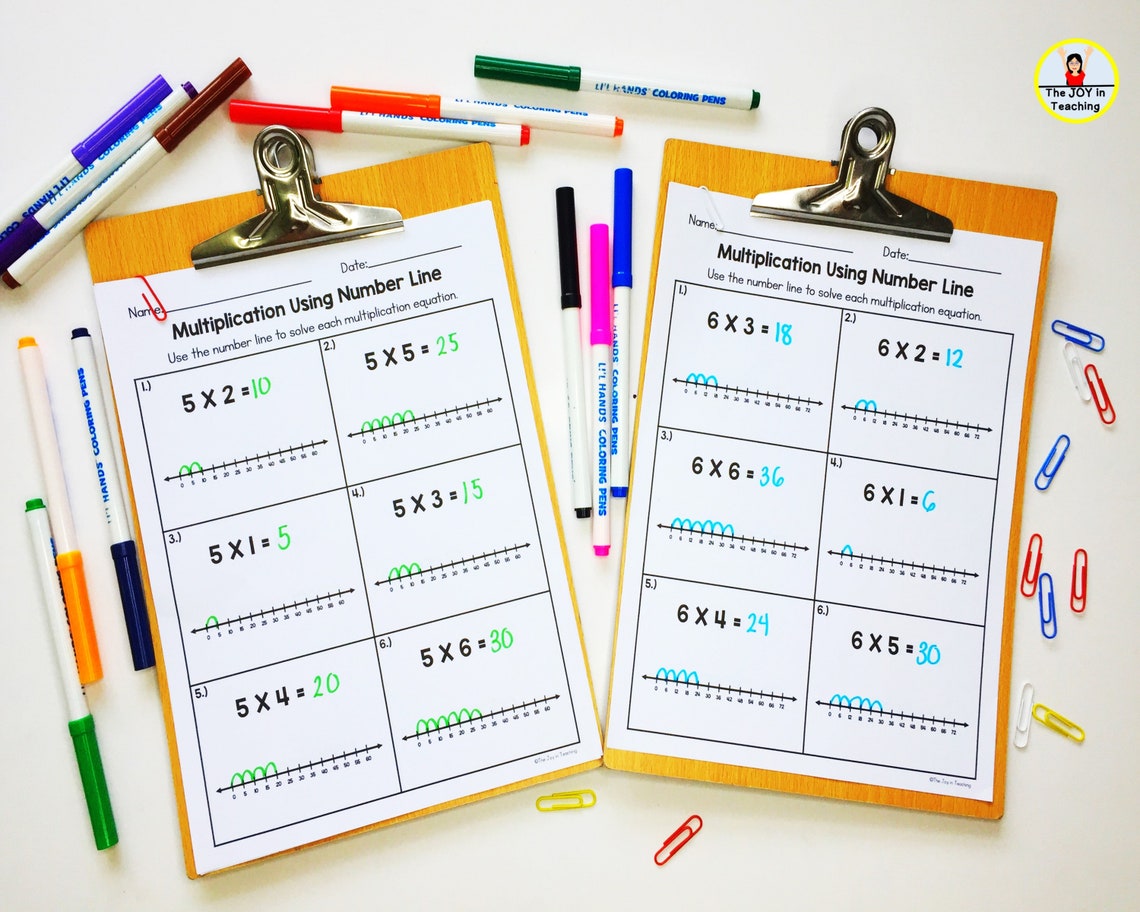 Multiplication Using Number Line Worksheet - Etsy
