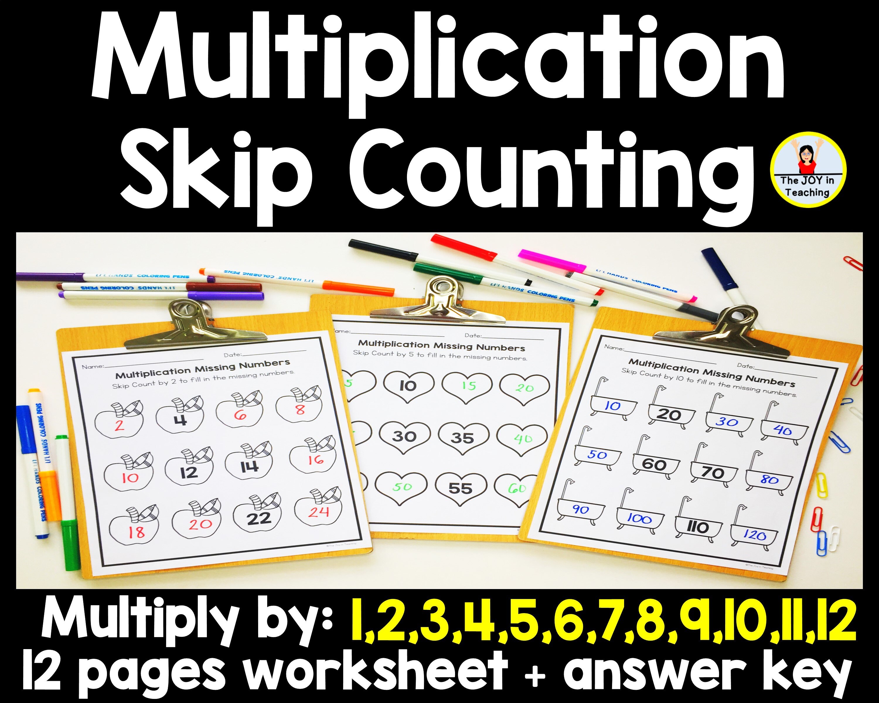 multiplication skip count missing numbers activity etsy