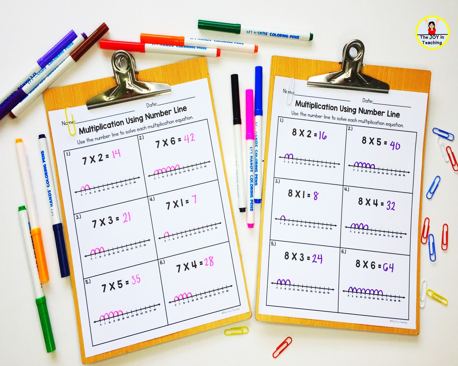 Multiplication Using Number Line Worksheet Etsy