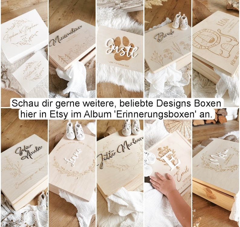 XL Erinnerungsbox personalisiert Erinnerungskiste Holzkiste Holzbox Geschenkidee Geburt Taufe Sternenkind versch. Motive Bild 10