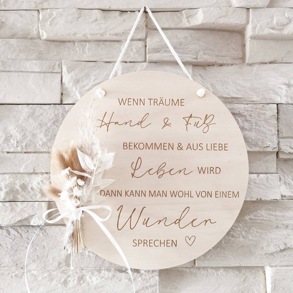 Geschenk zur Schwangerschaft o. Hochzeit | Schwanger | Nachwuchs | Baby | Schild | Wandschild | Spruch | individuell