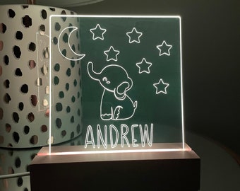 Personalized Baby Elephant Room Nursery Night Light - baby shower gift - custom nightlight - elephant theme gift