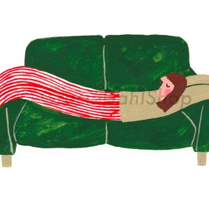 Flop A5 Illustrated Art Prints Lounging Wall Artwork Home Decor Sofa