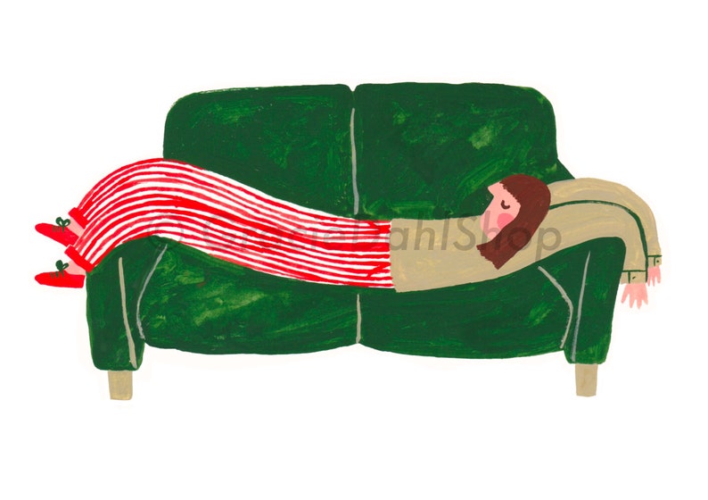 Flop A5 Illustrated Art Prints Lounging Wall Artwork Home Decor Sofa