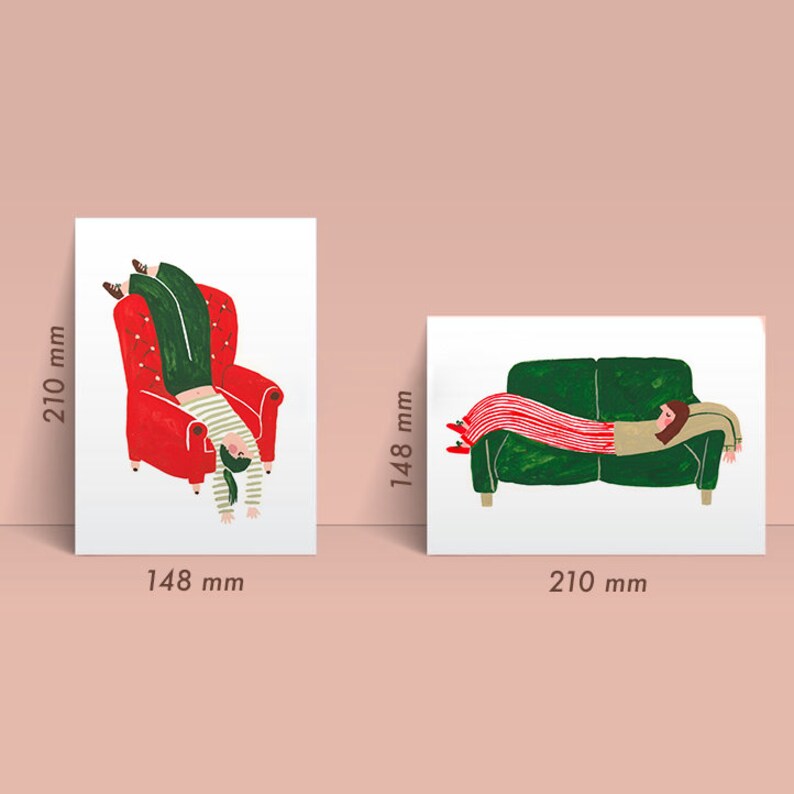 Flop A5 Illustrated Art Prints Lounging Wall Artwork Home Decor image 4