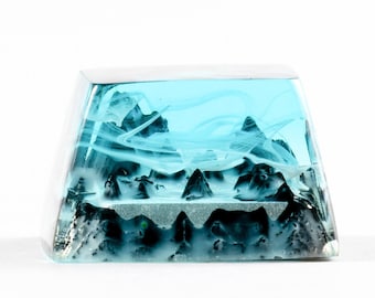 Eternal Ice Mountain Artisan Keycap, Custom Keycaps, Cherry MX Keycaps, Resin Keycap, Artisan Keycaps, Custom Mechanical Keyboard
