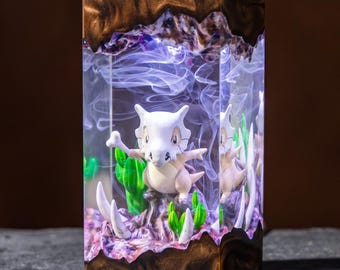 Desert Bone Monster Resin Lamp | Skull Creature Epoxy Diorama | Anime Gamer Desk Decor | Custom Night Light | Geek Gift for Him