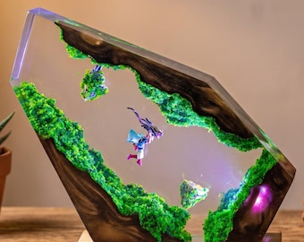 Fantasy Resin Art Sculpture with Floating Island Scene – Handmade Epoxy Display Decor for Home, Office & Gift Collection